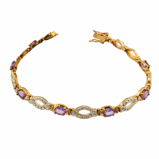 Elegant Silver Vermeil Amethyst Tennis Bracelet