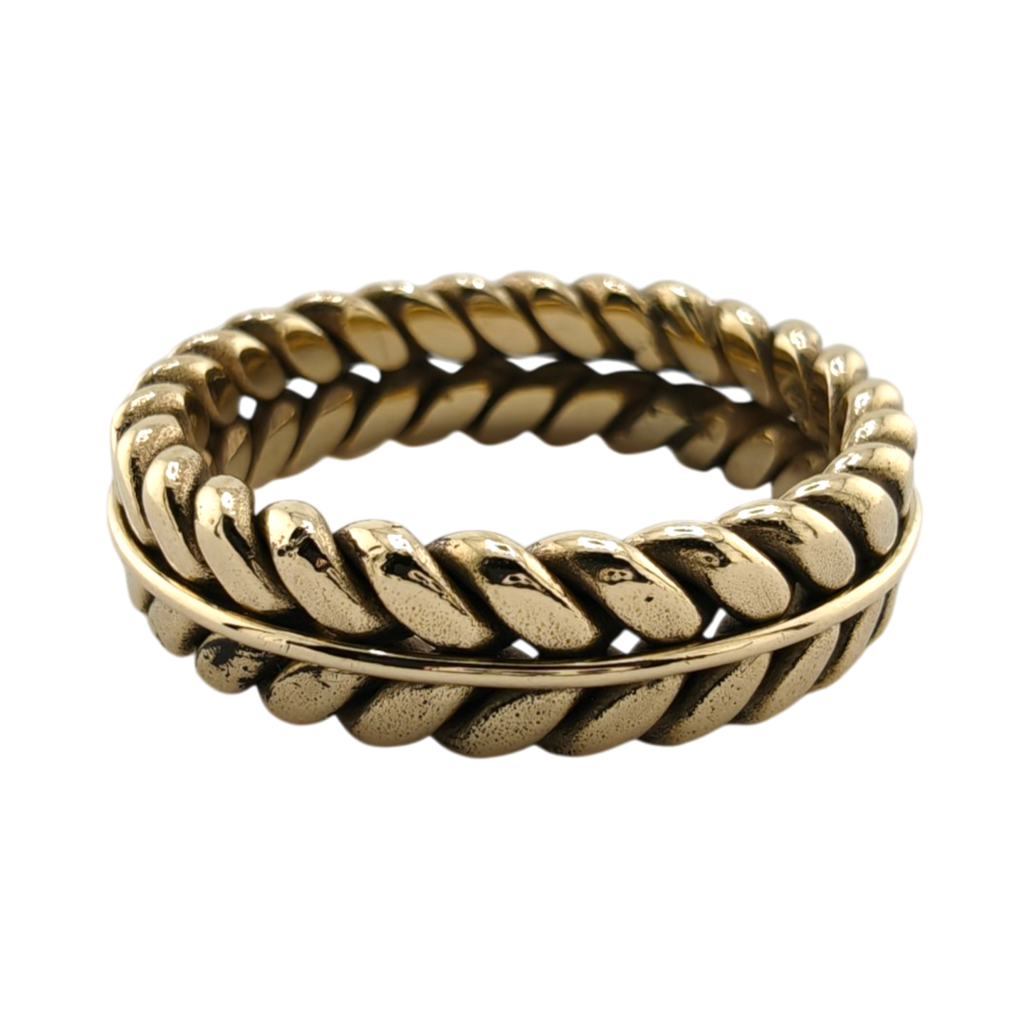 Men's 14k Yellow Gold Braided Rope Ring
