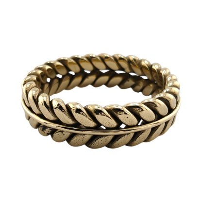Men's 14k Yellow Gold Braided Rope Ring