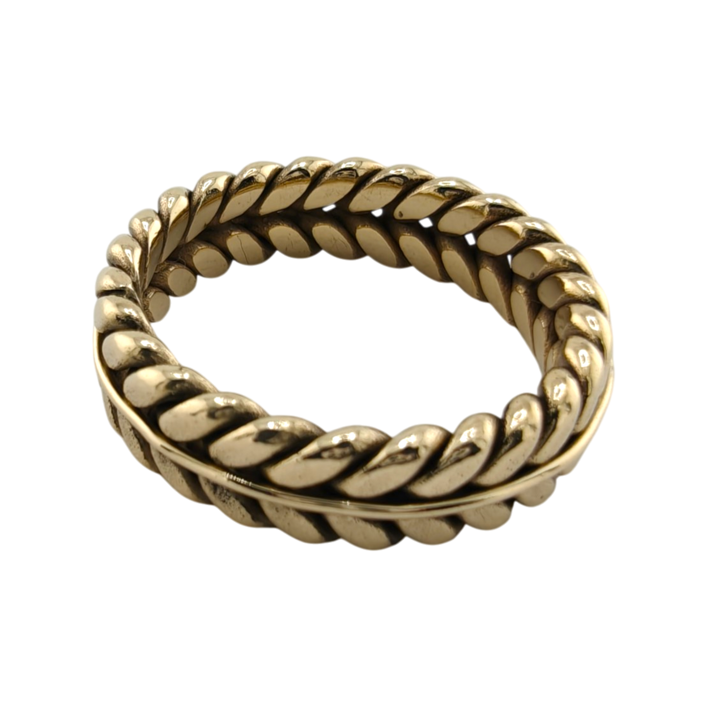 Men's 14k Yellow Gold Braided Rope Ring
