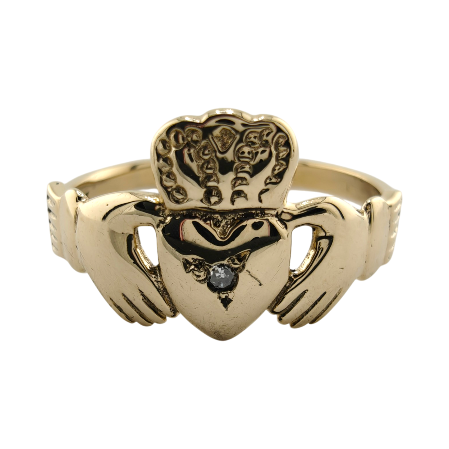 Vintage Claddagh 14k Gold Diamond Ring