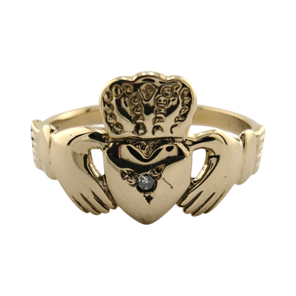 Vintage Claddagh 14k Gold Diamond Ring