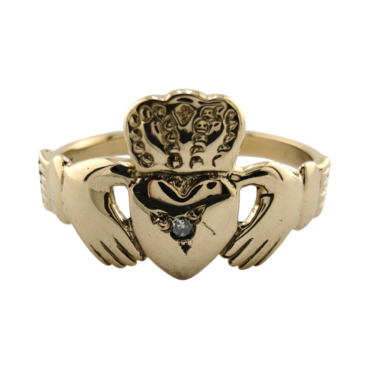 Vintage Claddagh 14k Gold Diamond Ring