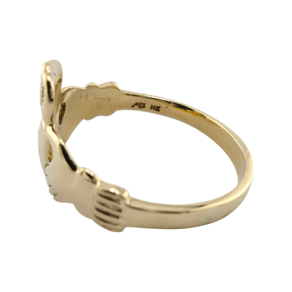 Vintage Claddagh 14k Gold Diamond Ring