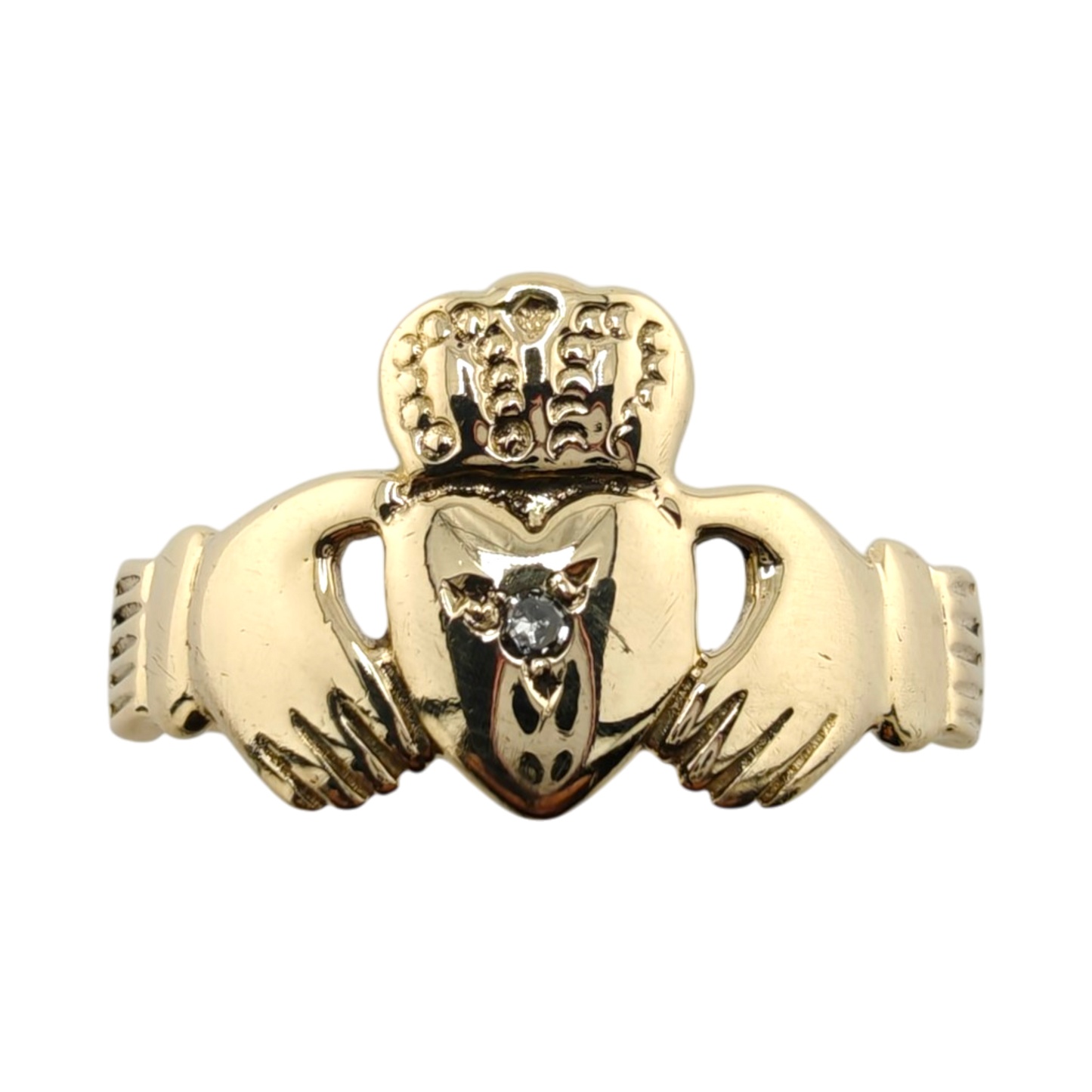 Vintage Claddagh 14k Gold Diamond Ring