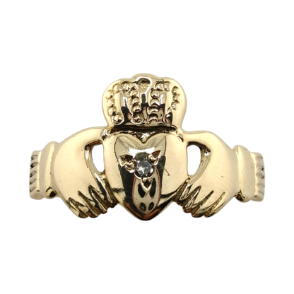 Vintage Claddagh 14k Gold Diamond Ring