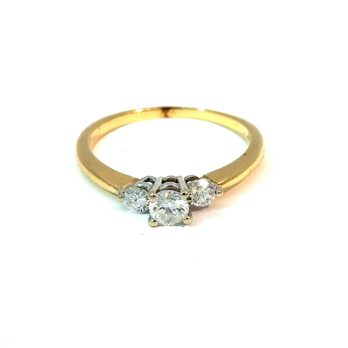 14K Yellow Gold Three-Stone Diamond Ring, Size 8 — image 1 of 4