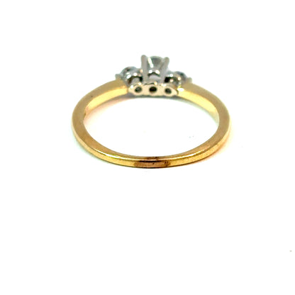 14K Yellow Gold Three-Stone Diamond Ring, Size 8 — image 3 of 4