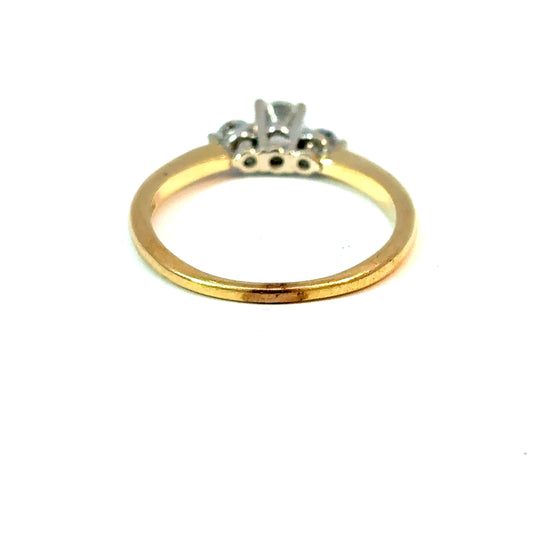 Pre-owned 14K yellow gold three-stone diamond ring, alternate view