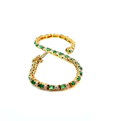 14K Yellow Gold Emerald and Diamond Tennis Bracelet, 7 Inches — image 2 of 4