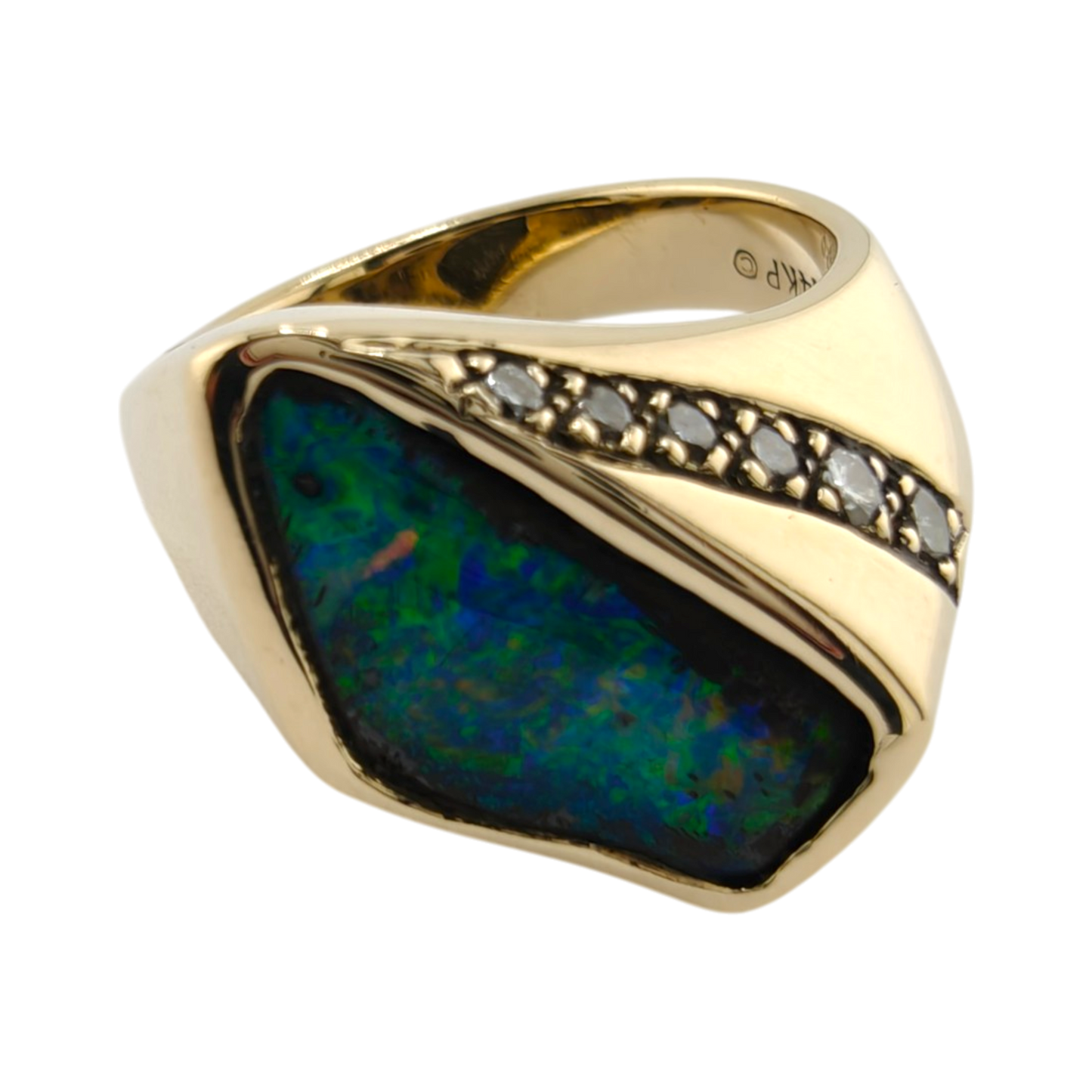 Vintage 14k Gold Opal Diamond Ring