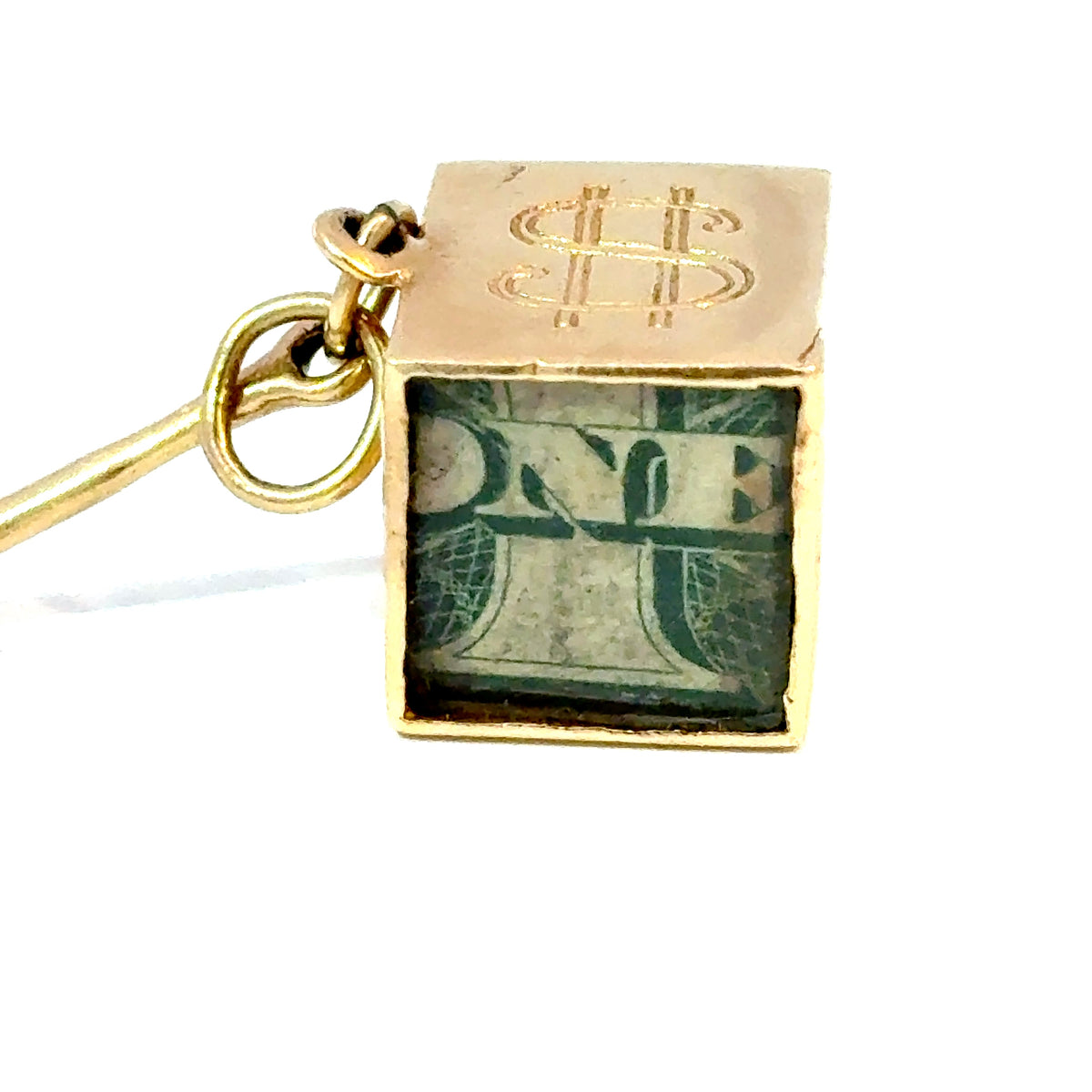 14K Yellow Gold Articulated Money Box Pendant with Moving Key — image 2 of 4