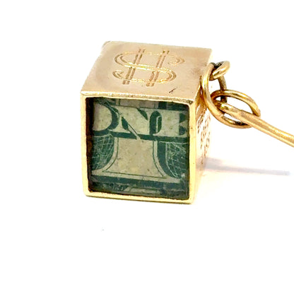 14K Yellow Gold Articulated Money Box Pendant with Moving Key — image 4 of 4