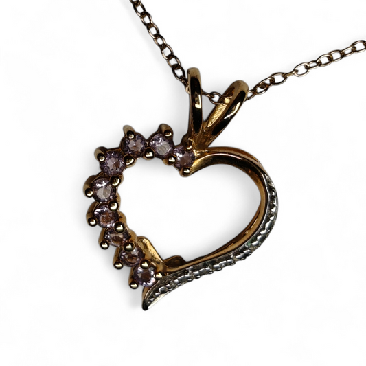Elegant Heart Silver Necklace with Diamonds