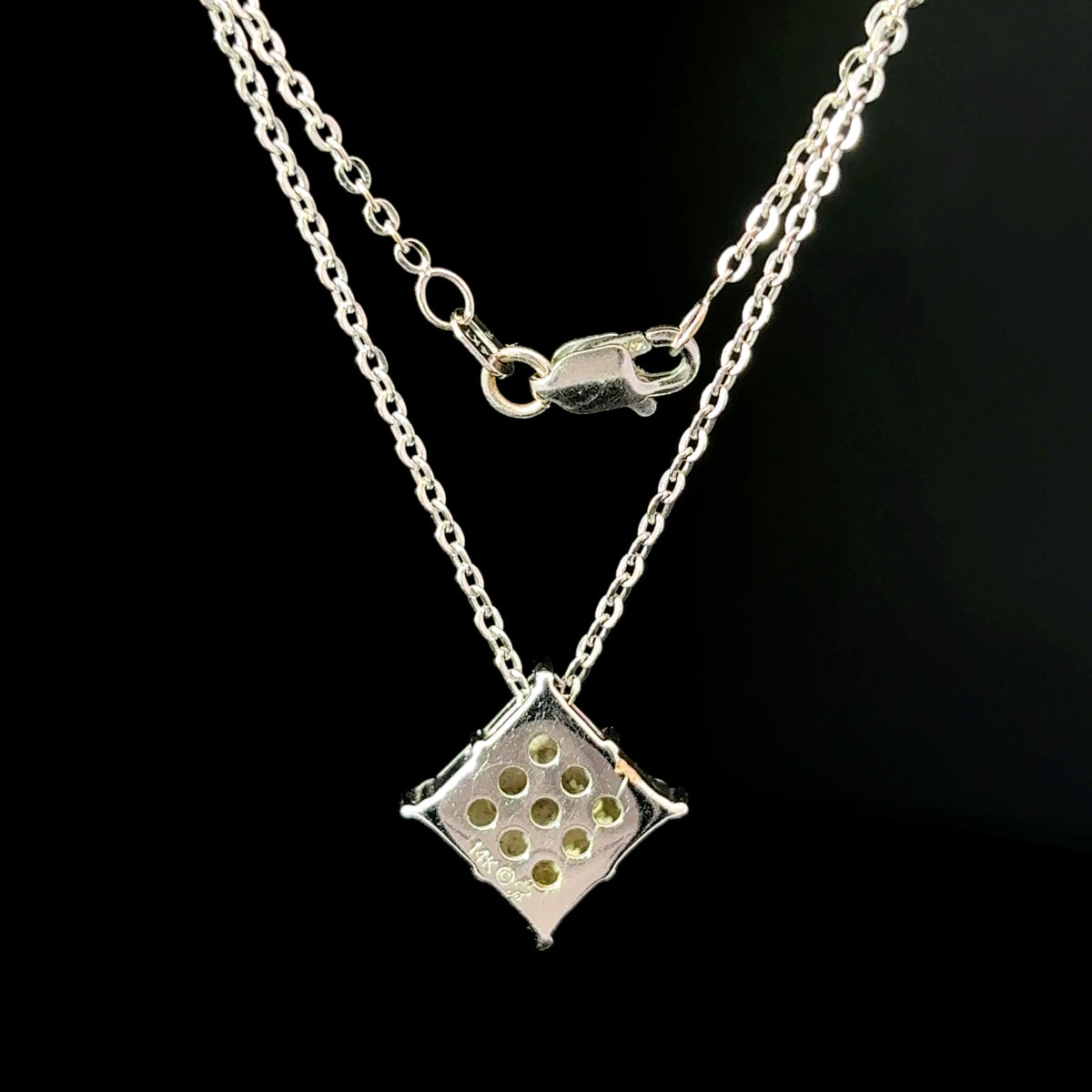 14K White Gold Diamond Cluster Pendant Necklace, 18.5 Inches — image 3 of 4