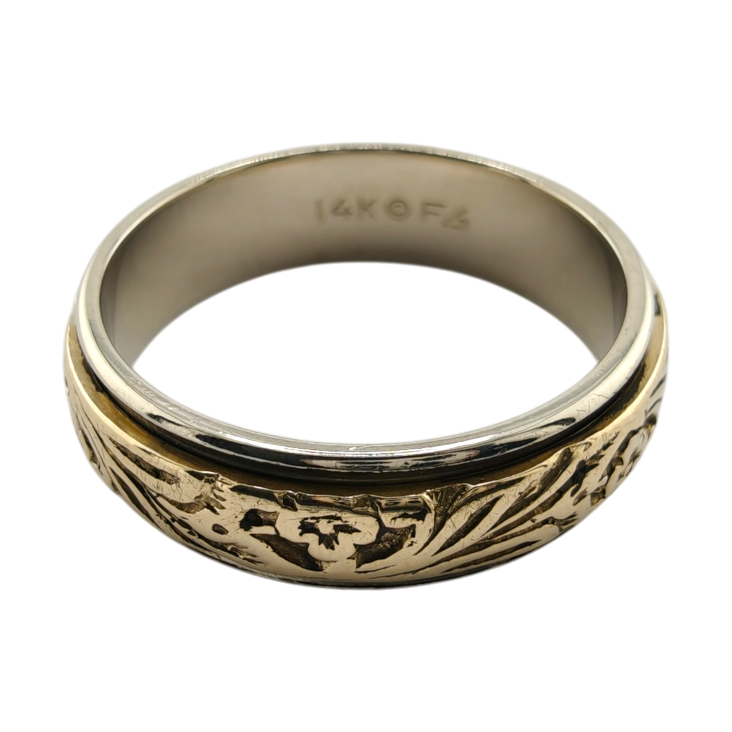 Men's Two-Tone 14k Gold Engraved Ring