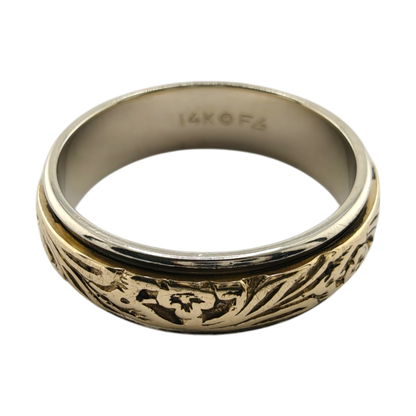 Men's Two-Tone 14k Gold Engraved Ring