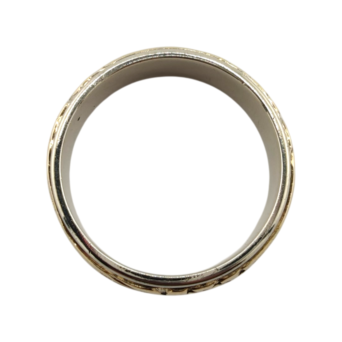 Men's Two-Tone 14k Gold Engraved Ring