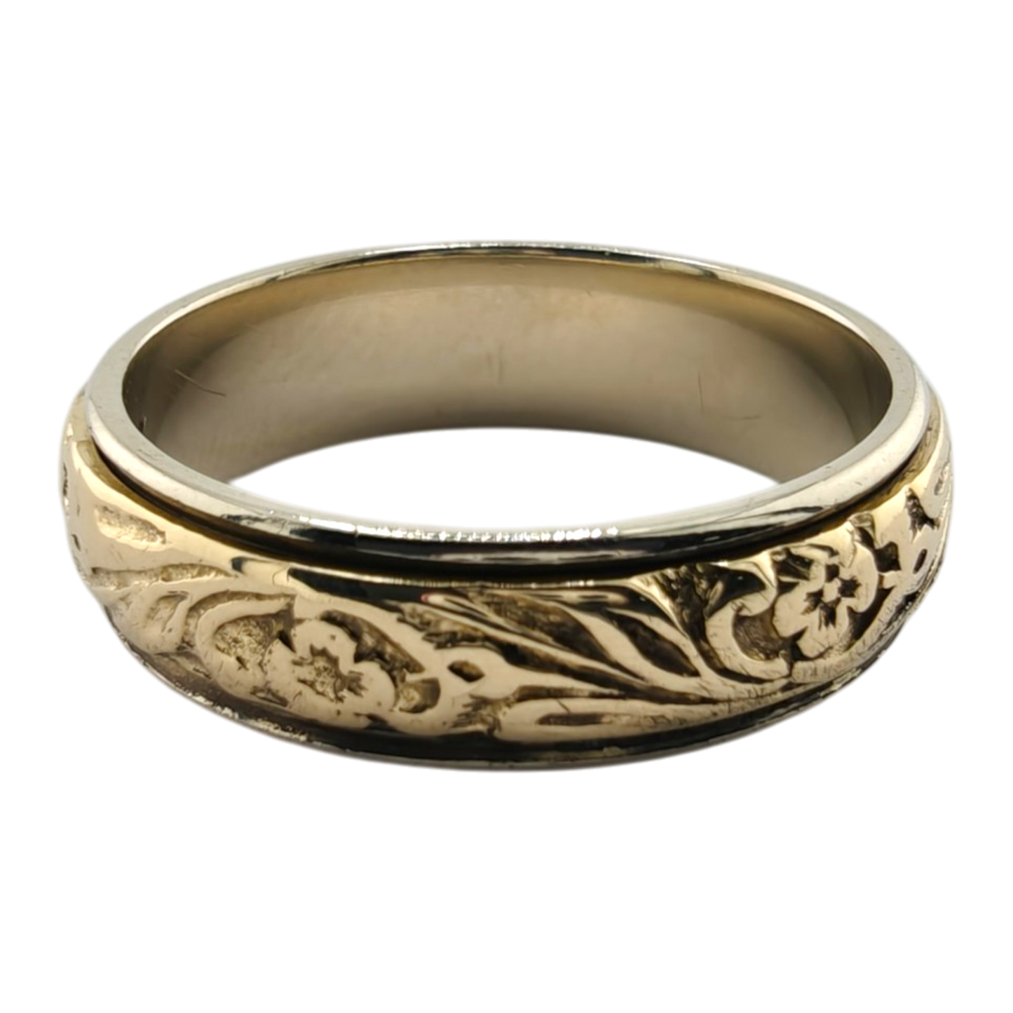 Men's Two-Tone 14k Gold Engraved Ring