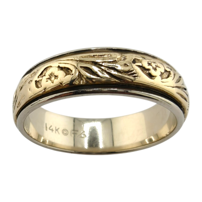 Men's Two-Tone 14k Gold Engraved Ring