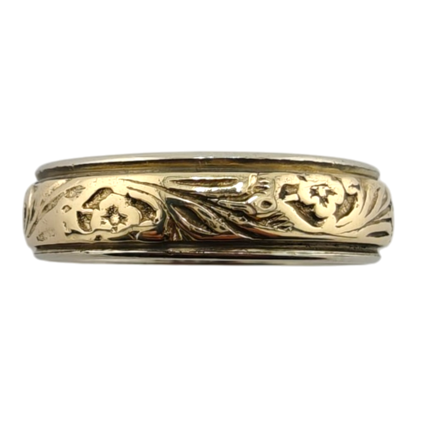 Men's Two-Tone 14k Gold Engraved Ring