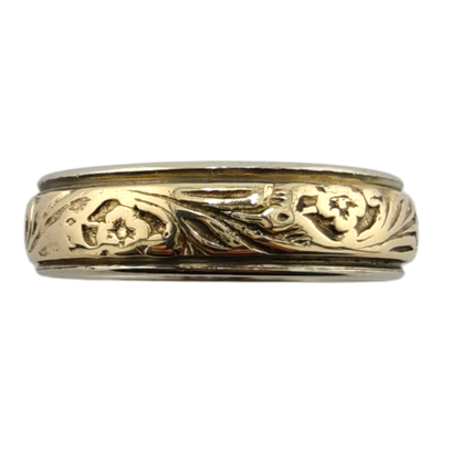 Men's Two-Tone 14k Gold Engraved Ring