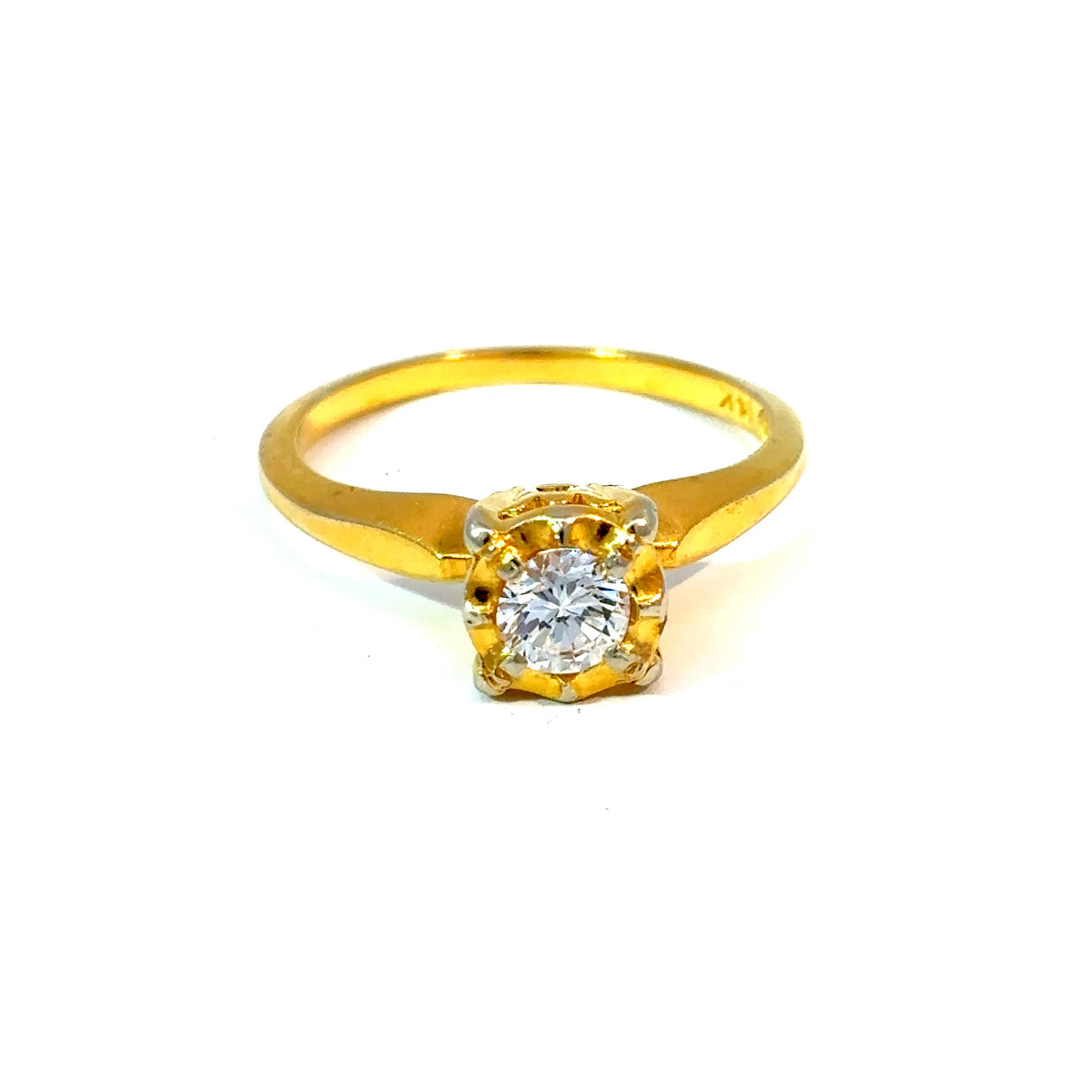 14K Yellow Gold Round Diamond Solitaire Ring, Approx. 0.40 Carat, Size 5 3/4 — image 1 of 4