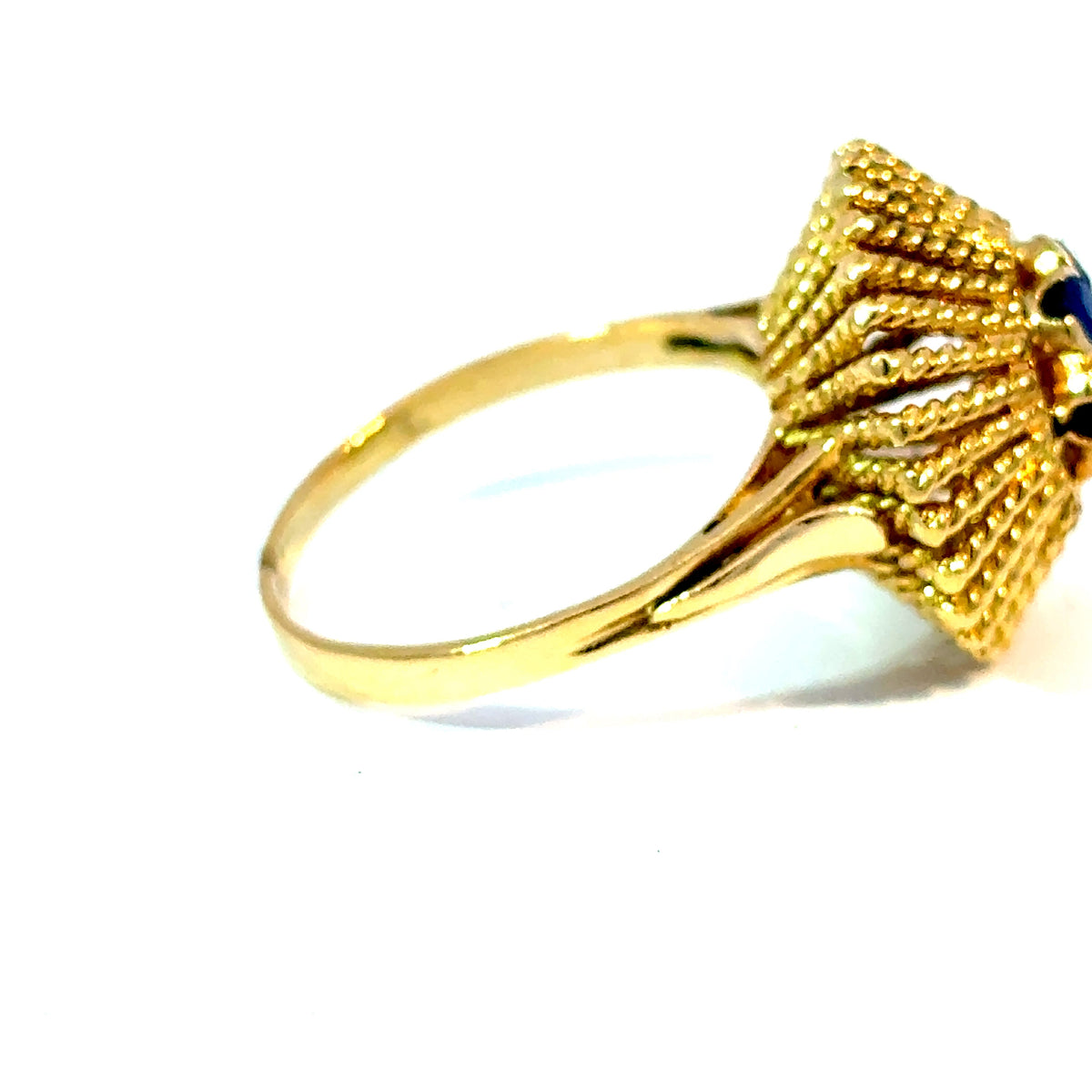 18K Yellow Gold Sapphire Sunburst Cluster Ring, Size 7.5 — image 4 of 4