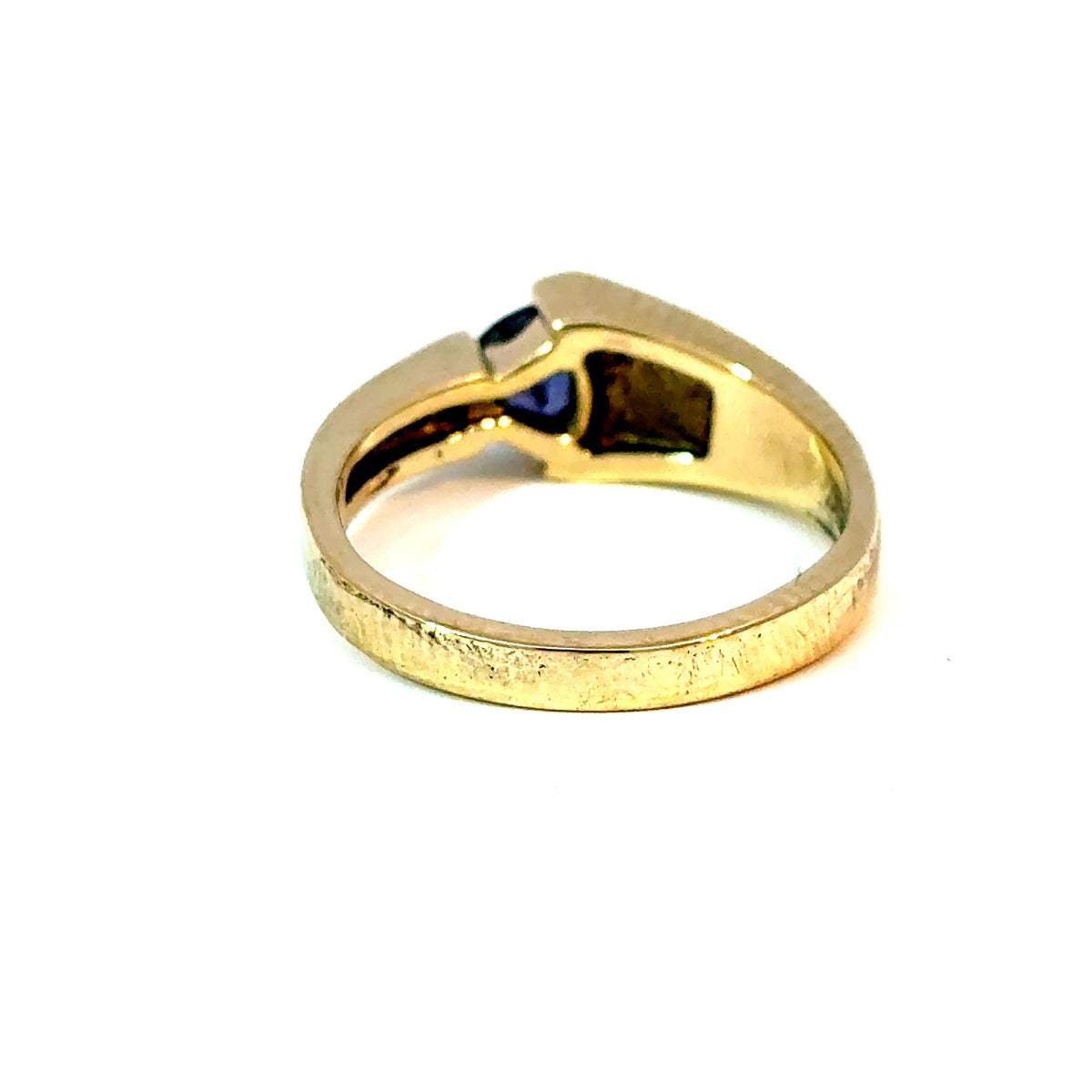 14K Yellow Gold Opal, Tanzanite and Diamond Asymmetrical Bypass Ring — image 3 of 4