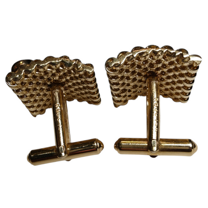 14k Gold Cufflinks with Diamonds and Yellow Sapphires